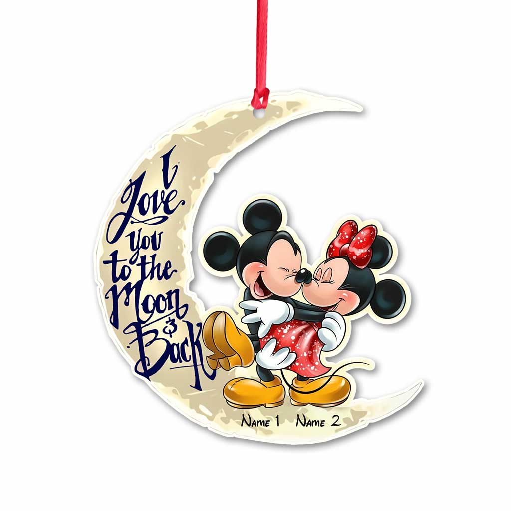 I Love You To The Moon And Back - Personalized Christmas Couple Ornament (Printed On Both Sides)