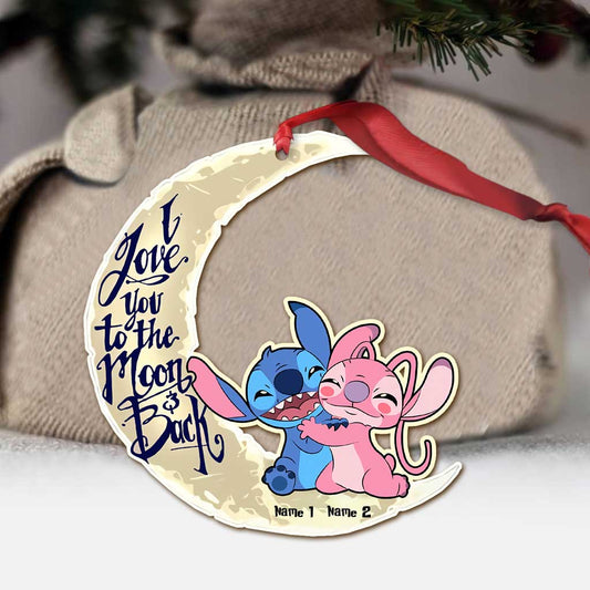 I Love You To The Moon And Back - Personalized Christmas Couple Ornament (Printed On Both Sides)