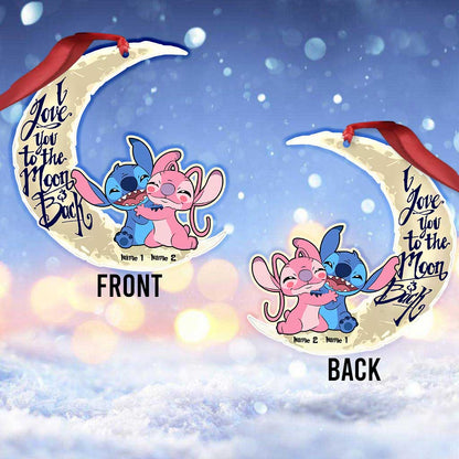 I Love You To The Moon And Back - Personalized Christmas Couple Ornament (Printed On Both Sides)