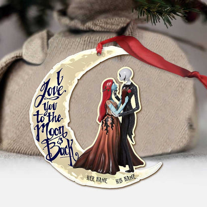 I Love You To The Moon And Back - Personalized Christmas Couple Ornament (Printed On Both Sides)