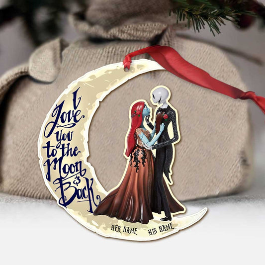 I Love You To The Moon And Back - Personalized Christmas Couple Ornament (Printed On Both Sides)