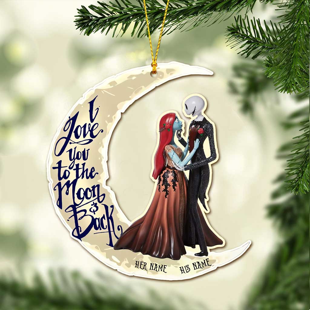 I Love You To The Moon And Back - Personalized Christmas Couple Ornament (Printed On Both Sides)