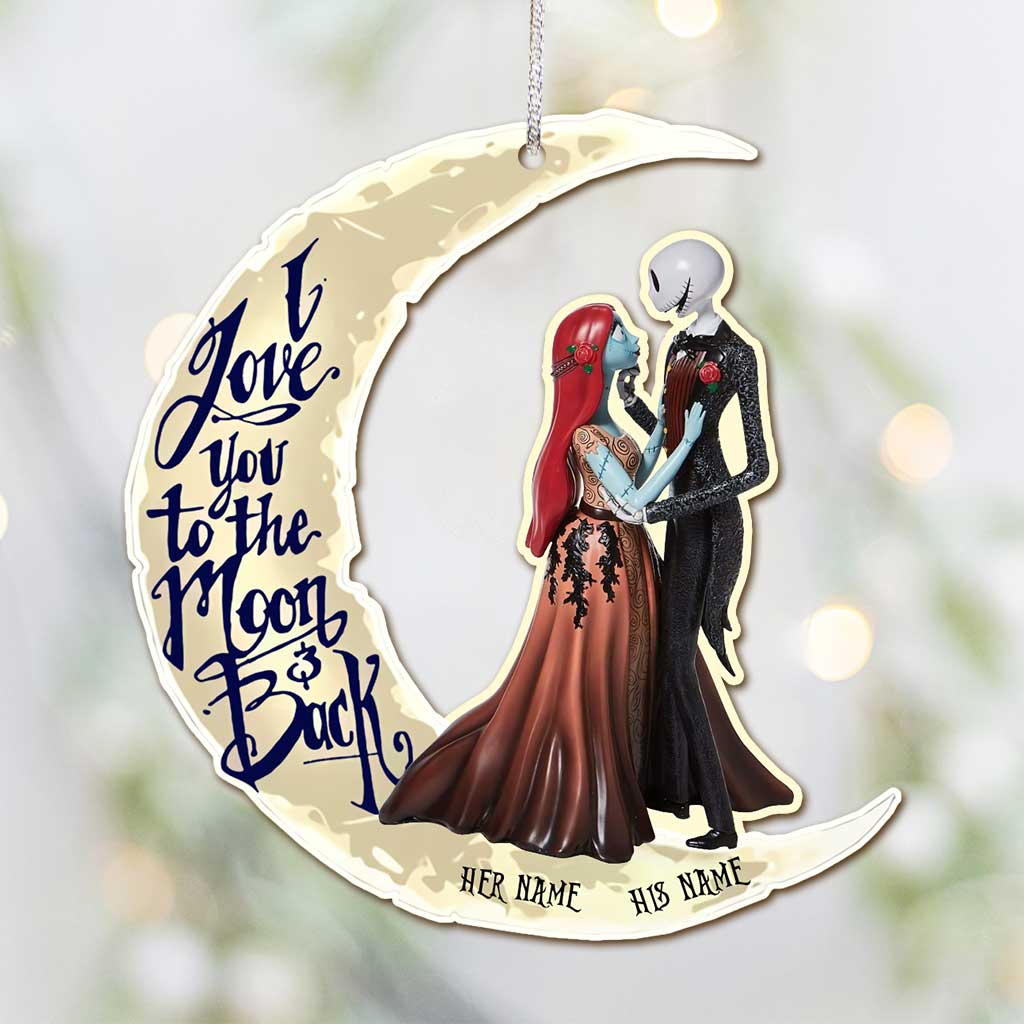 I Love You To The Moon And Back - Personalized Christmas Couple Ornament (Printed On Both Sides)