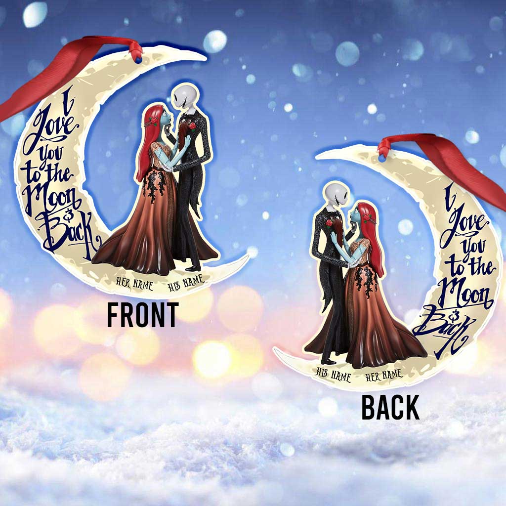 I Love You To The Moon And Back - Personalized Christmas Couple Ornament (Printed On Both Sides)