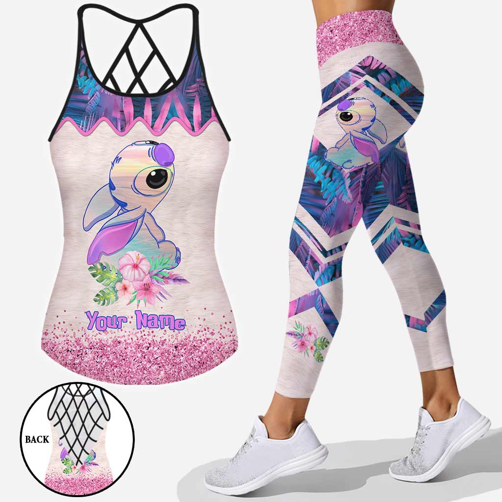 Ohana Means Family Hologram - Personalized Ohana Cross Tank Top and Leggings