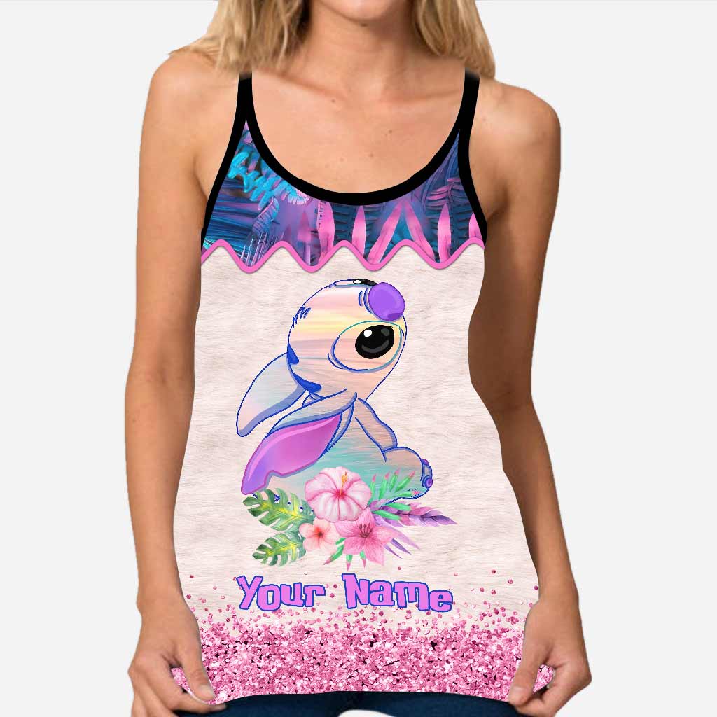 Ohana Means Family Hologram - Personalized Ohana Cross Tank Top and Leggings