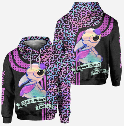 Ohana Means Family Hologram - Personalized Hoodie and Leggings