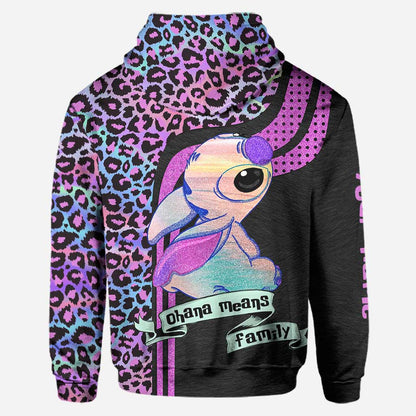 Ohana Means Family Hologram - Personalized Hoodie and Leggings