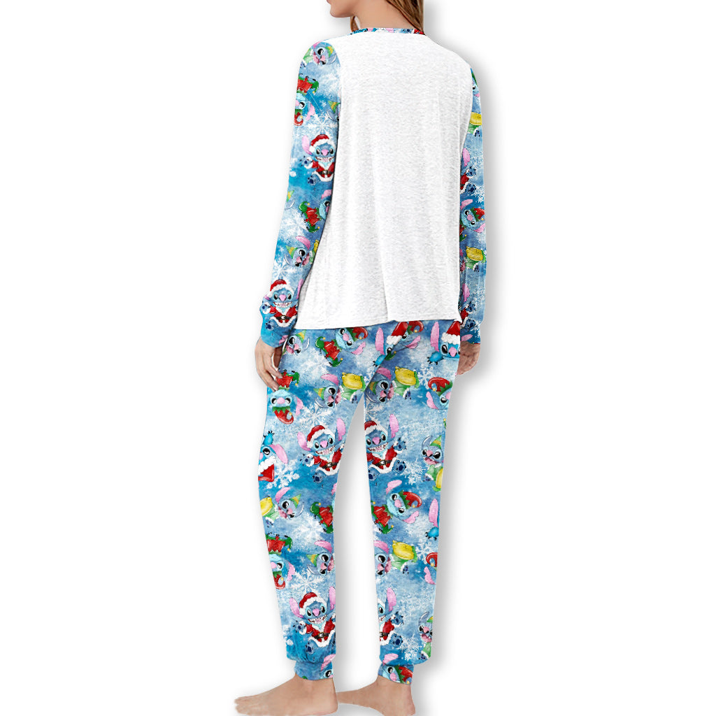 Ohana Snowy - Personalized Christmas Ohana Pajamas Set