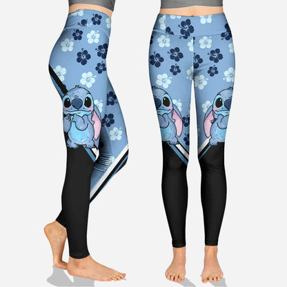 Blue Flower Ohana - Personalized Ohana Hoodie and Leggings