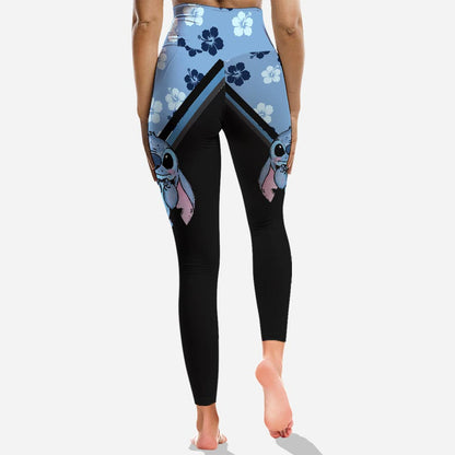 Blue Flower Ohana - Personalized Ohana Hoodie and Leggings