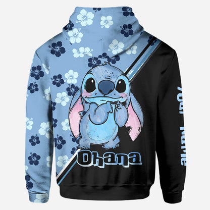 Blue Flower Ohana - Personalized Ohana Hoodie and Leggings