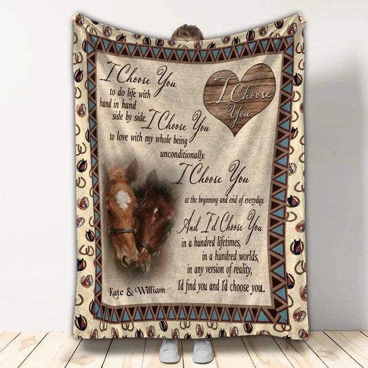 I Choose You - Personalized Couple Horse Blanket