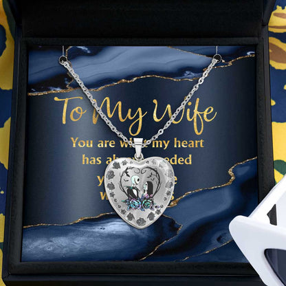 To My Wife - Personalized Couple Nightmare Heart Pendant Necklace