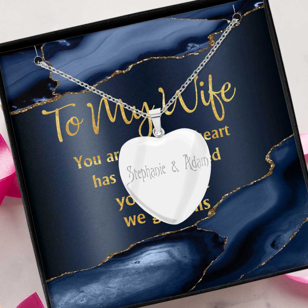 To My Wife - Personalized Couple Nightmare Heart Pendant Necklace