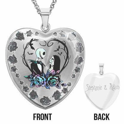 To My Wife - Personalized Couple Nightmare Heart Pendant Necklace