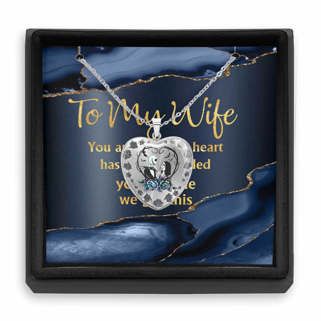 To My Wife - Personalized Couple Nightmare Heart Pendant Necklace