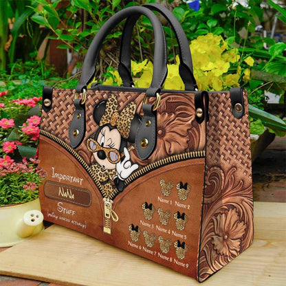 Important Nana Stuff - Personalized Grandma Leather Handbag