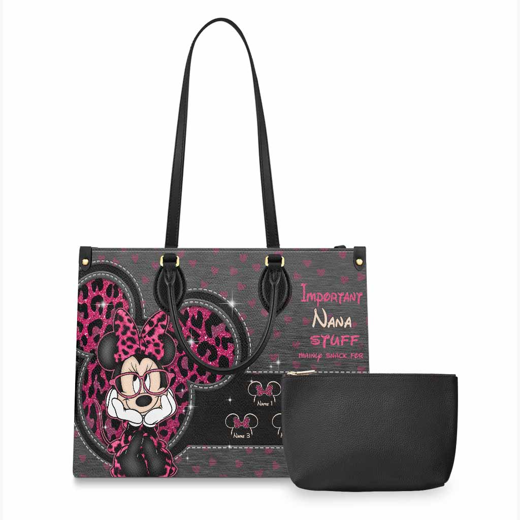 Important Grandma Stuff - Personalized Leather Handbag