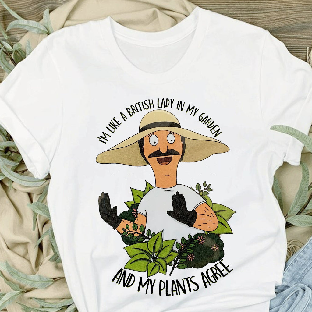 British Lady in Garden T-shirt and Hoodie