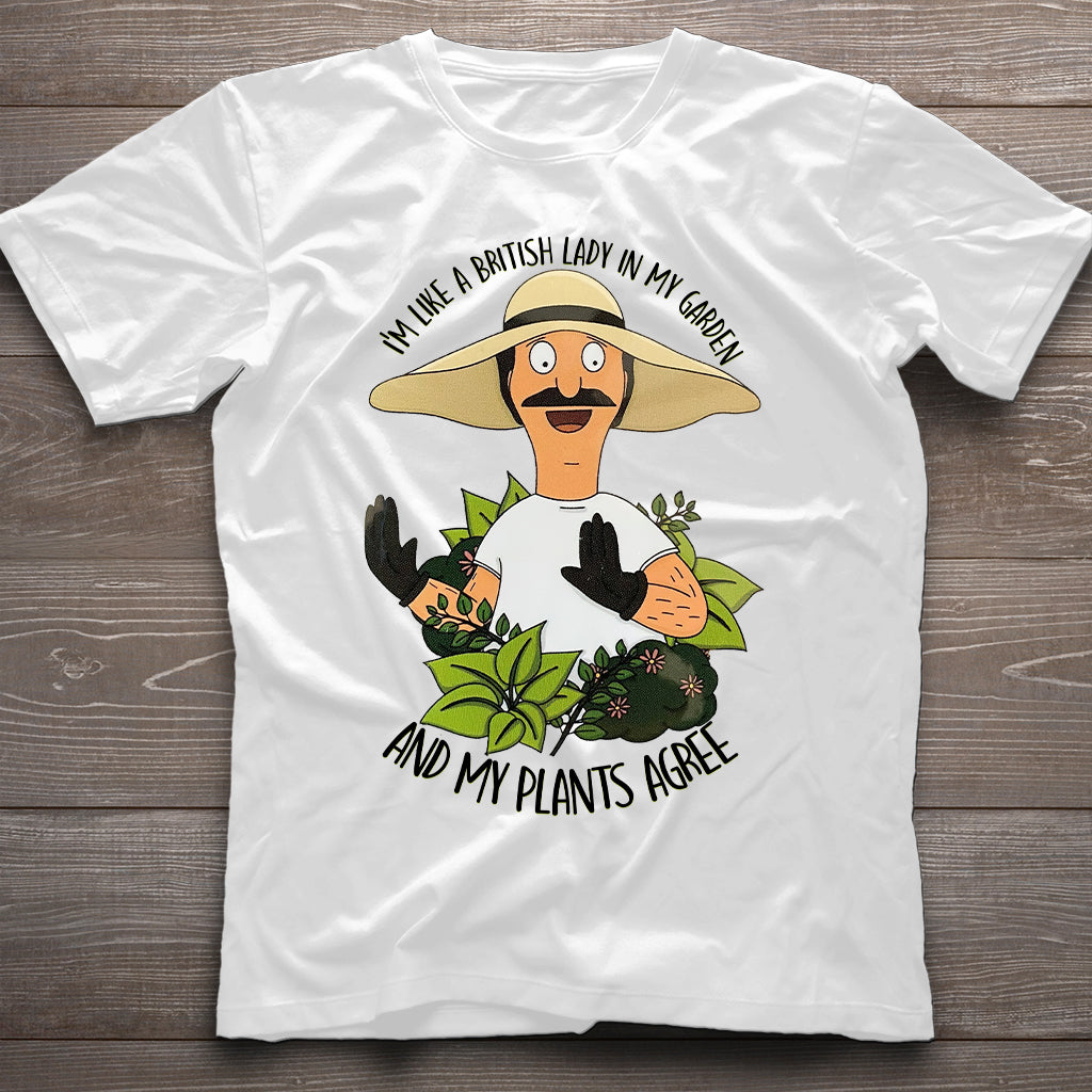 British Lady in Garden T-shirt and Hoodie