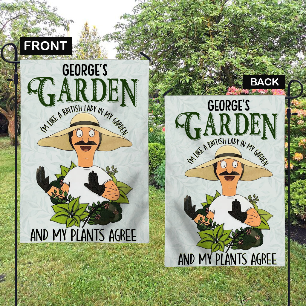 British Lady in Garden - Personalized Garden Flag