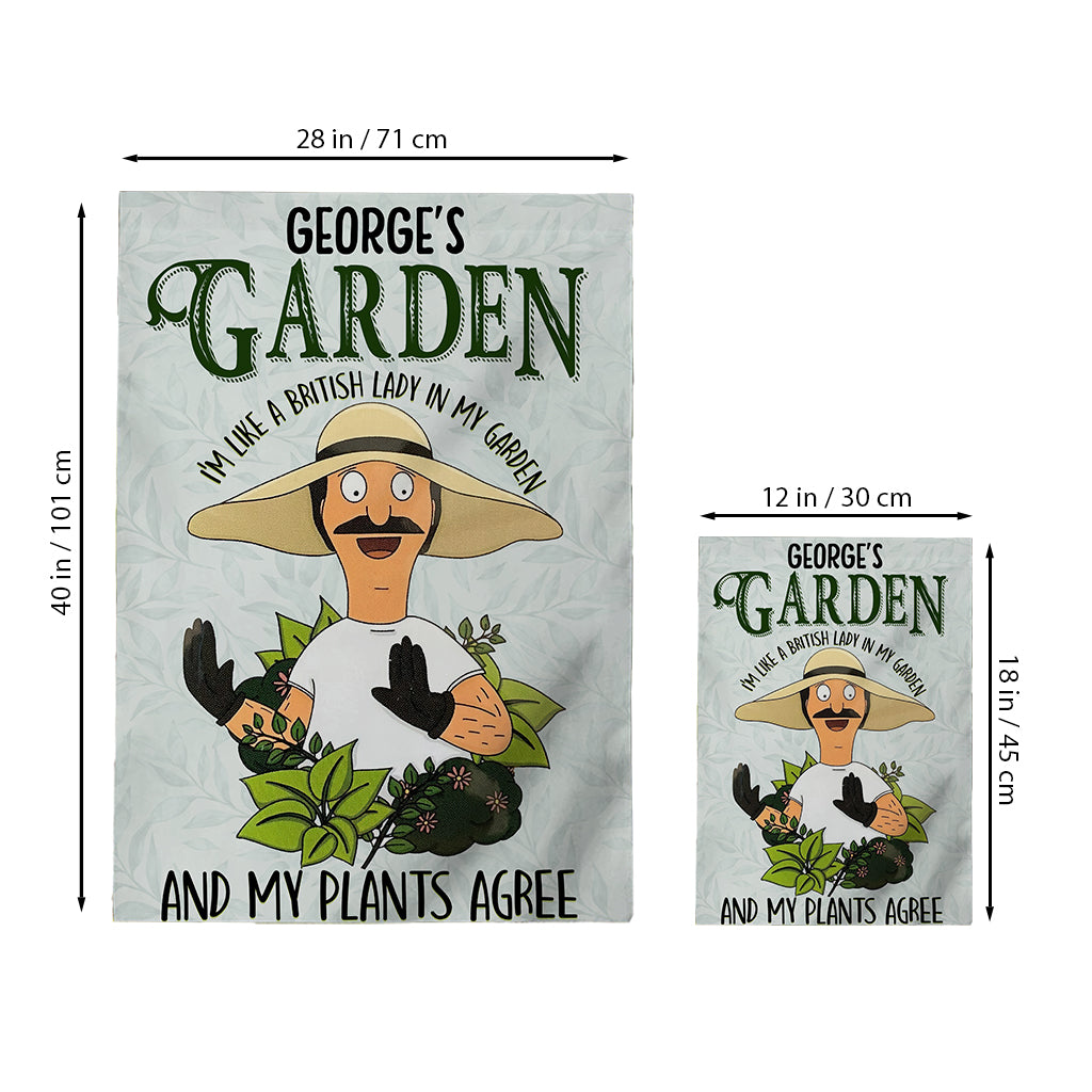 British Lady in Garden - Personalized Garden Flag