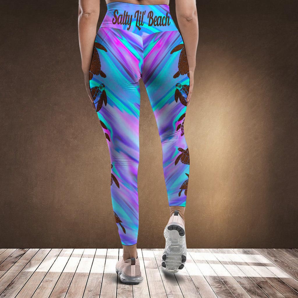 Love Turtles Leather Pattern Print Leggings