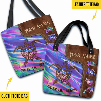 Salty Lil Beach - Turtle Personalized  Tote Bag