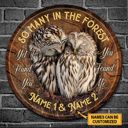 So Many In The Forest - Owl Personalized Round Wood Sign