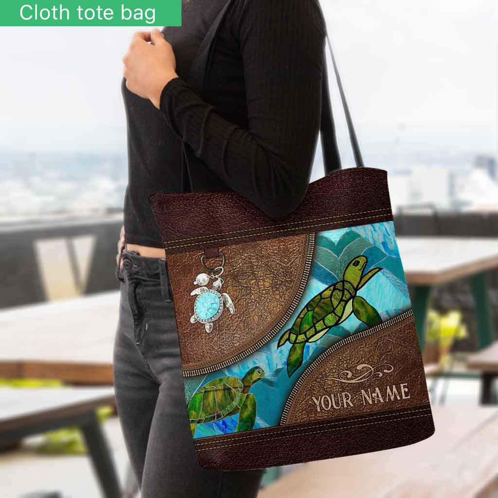 Go With The FLow - Turtle Personalized  Tote Bag