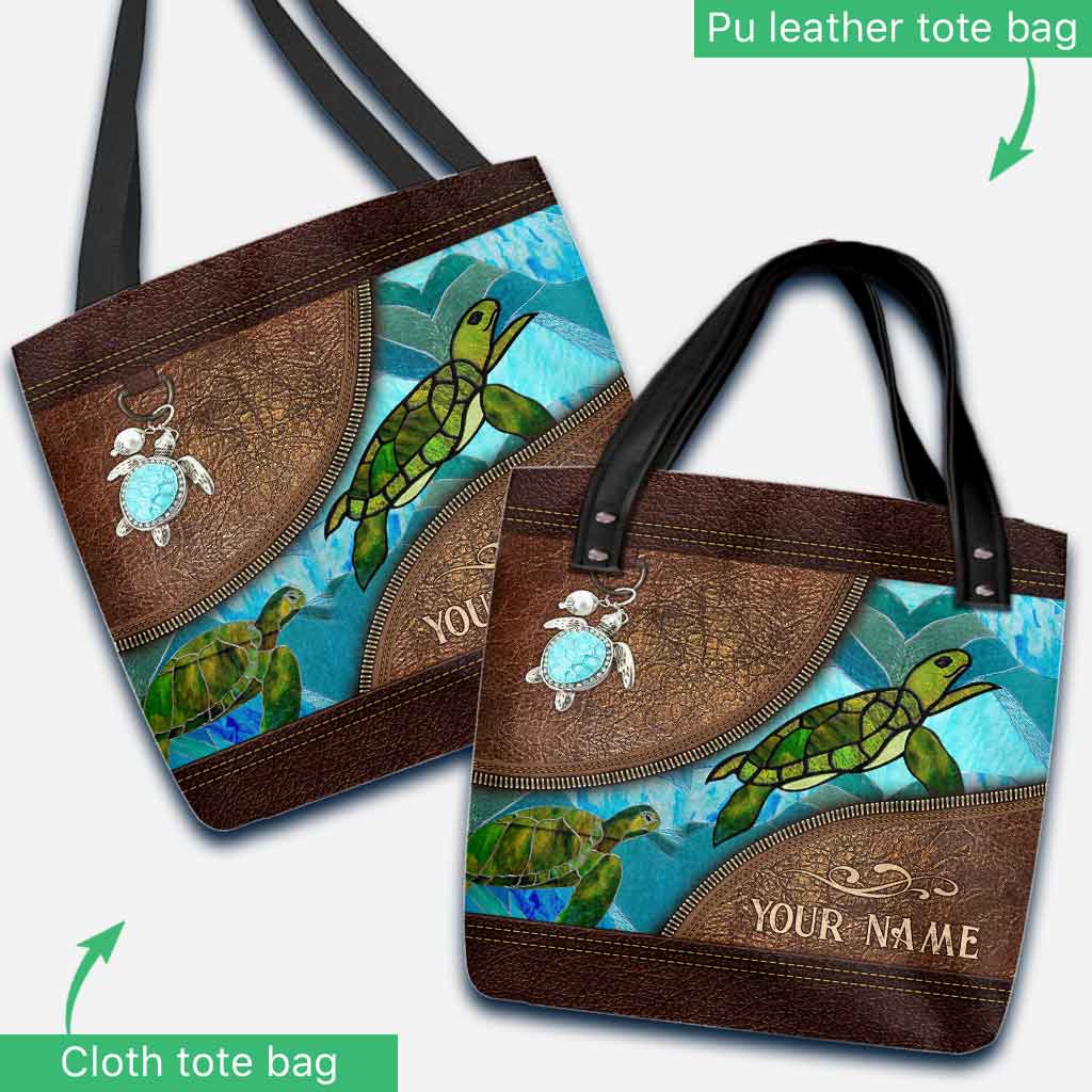 Go With The FLow - Turtle Personalized  Tote Bag