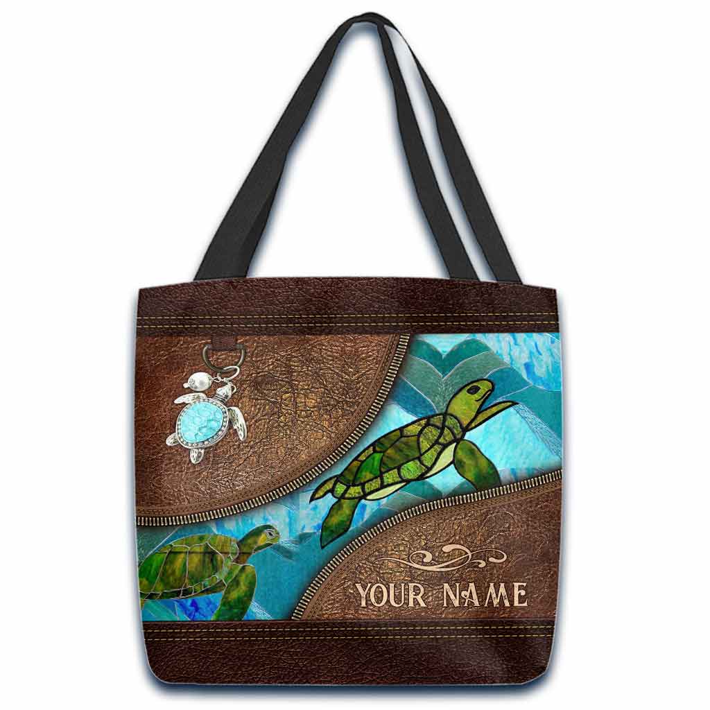 Go With The FLow - Turtle Personalized  Tote Bag