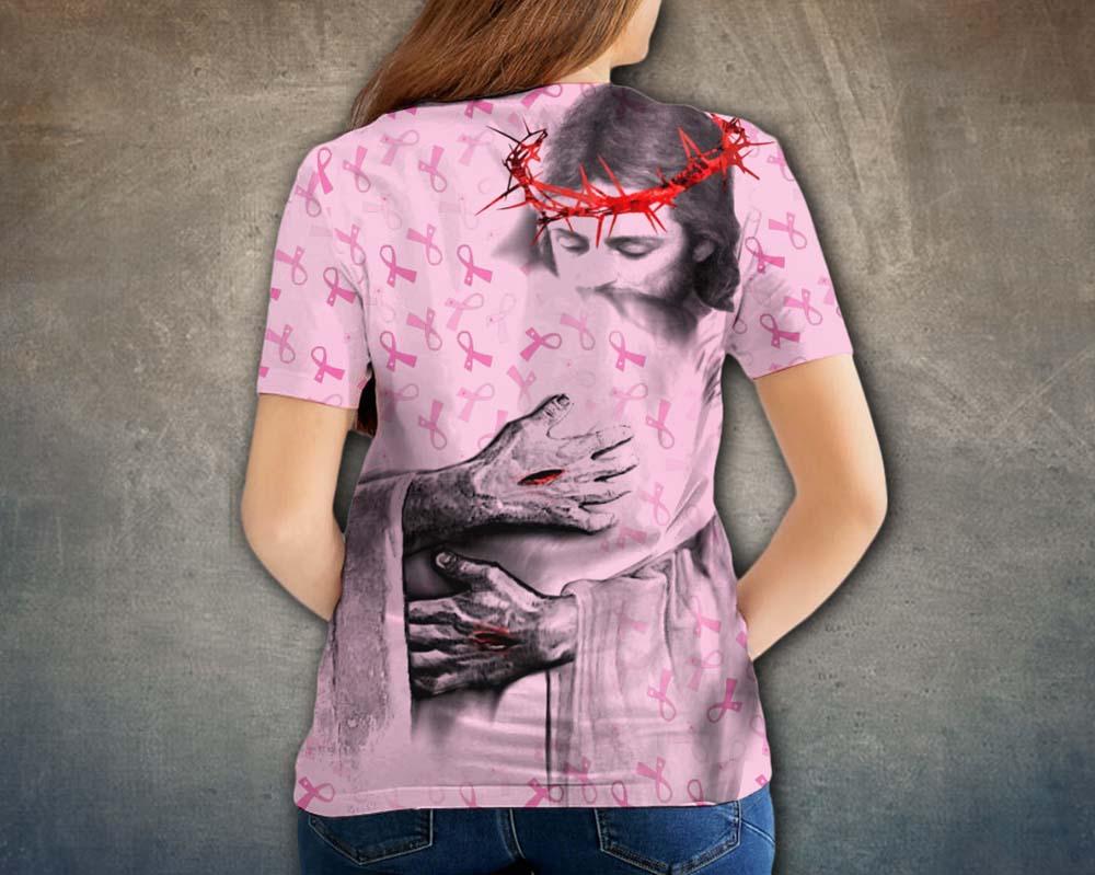 In The Arms Of Jesus  - Breast Cancer Awareness All Over Print T-All Over T-shirt and Hoodie