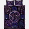 Ace Of Pentacles Purple Rose Pentagram Witch Quilt Set