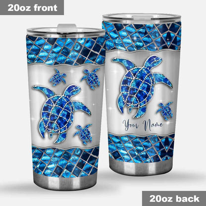 Salty Lil Beach Blue - Personalized Turtle Tumbler