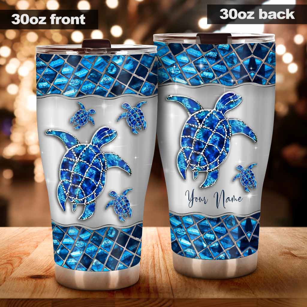 Salty Lil Beach Blue - Personalized Turtle Tumbler