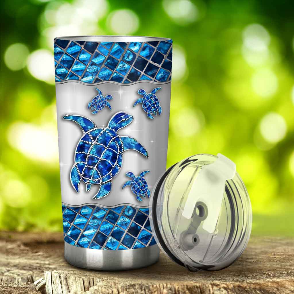 Salty Lil Beach Blue - Personalized Turtle Tumbler