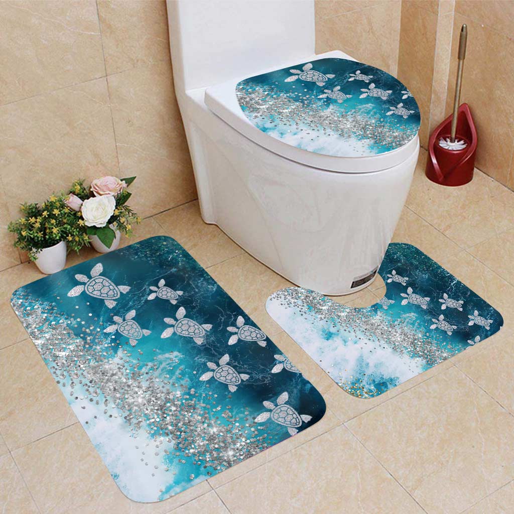 Blue Sea Turtle - Bathroom Curtain & Mats Set