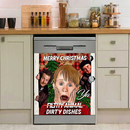 Merry Christmas Ya Filthy Animal Dirty Dishes - Christmas Dishwasher Cover