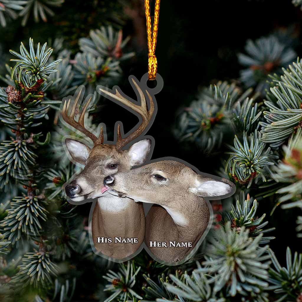 Deer Couple - Personalized Christmas Hunting Transparent Ornament