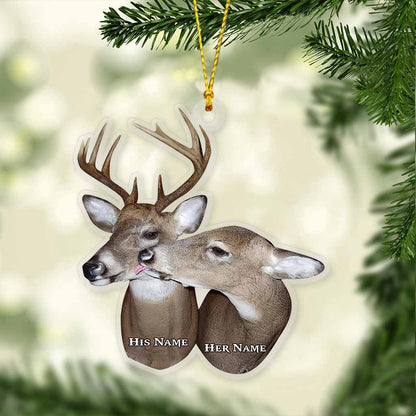 Deer Couple - Personalized Christmas Hunting Transparent Ornament