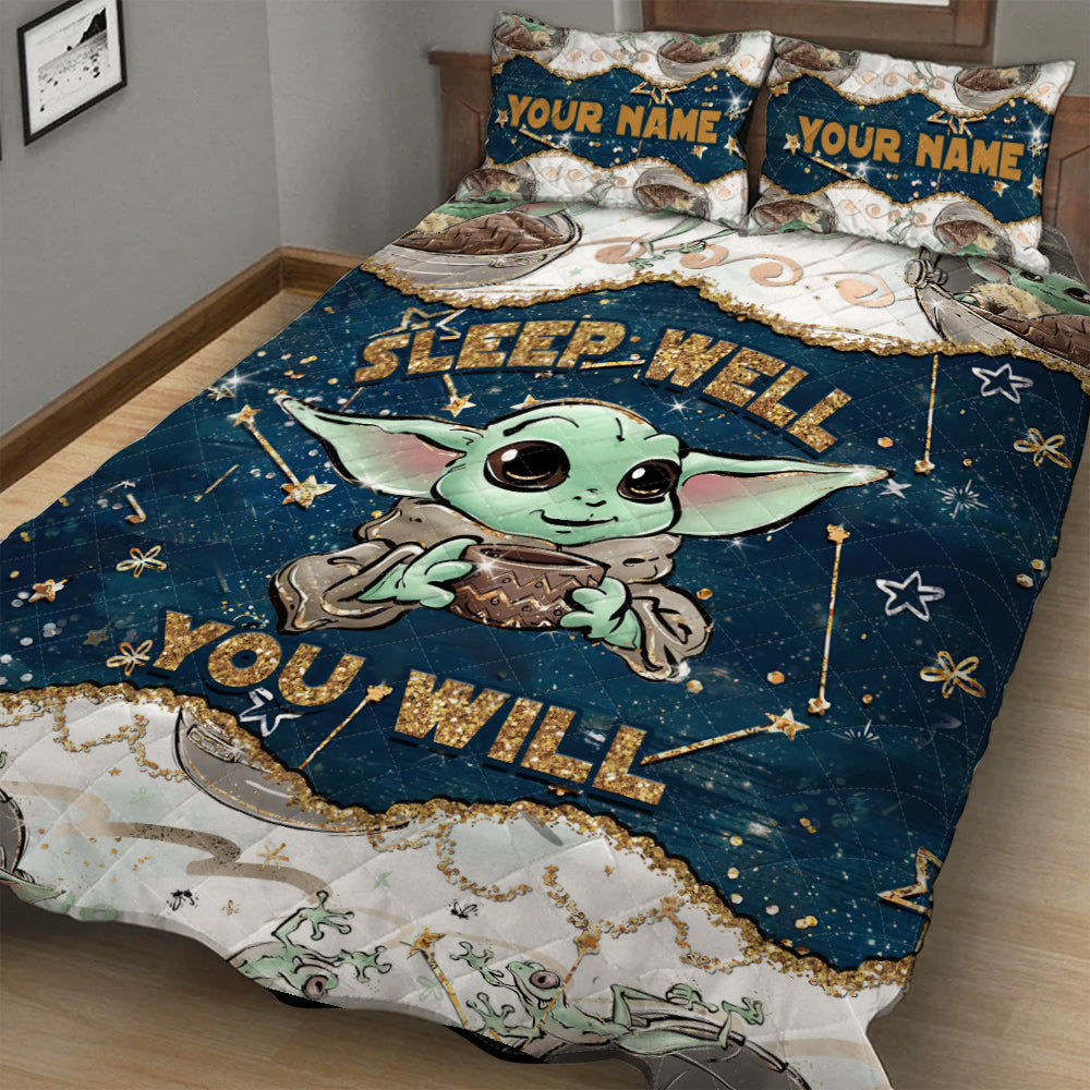 The Child Sleep Well You Will - Personalized The Force Quilt Set