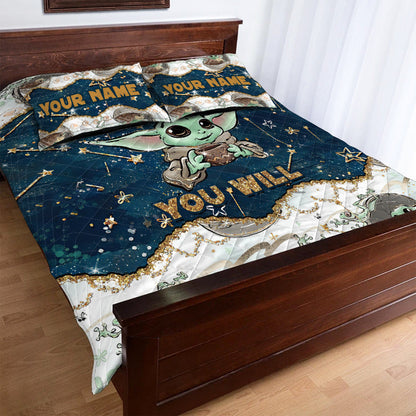 The Child Sleep Well You Will - Personalized The Force Quilt Set