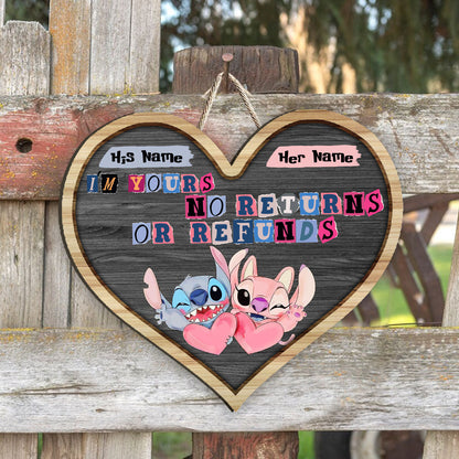 I'm Yours No Returns Or Refunds - Personalized Couple Ohana Wood Sign