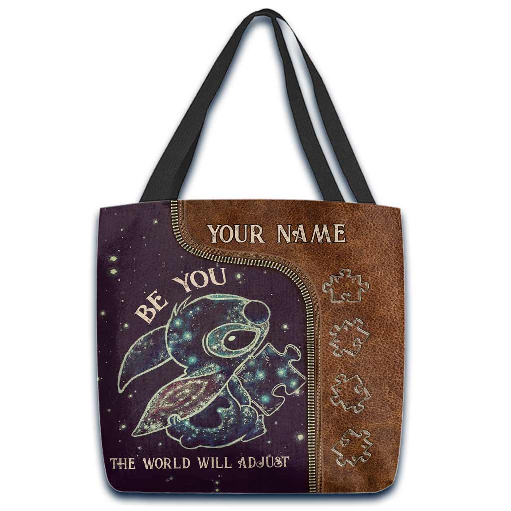 Be You The World Will Adjust - Personalized Autism Awareness Tote Bag