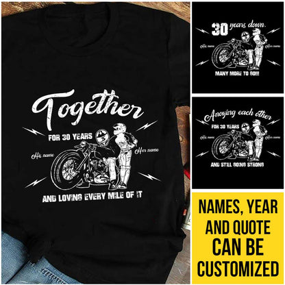 Loving Every Mile Of It Motorcycle Couple - Personalized Biker T-shirt and Hoodie