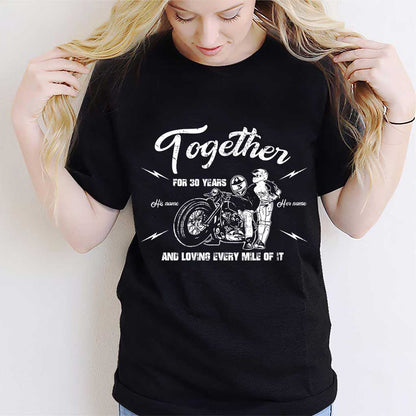 Loving Every Mile Of It Motorcycle Couple - Personalized Biker T-shirt and Hoodie