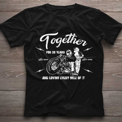 Loving Every Mile Of It Motorcycle Couple - Personalized Biker T-shirt and Hoodie