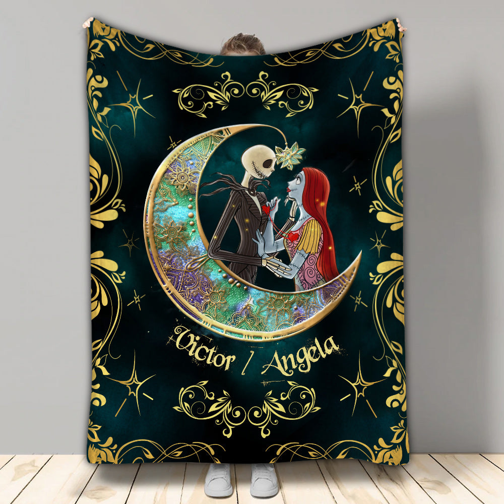 I Love You To The Moon - Personalized Couple Nightmare Blanket